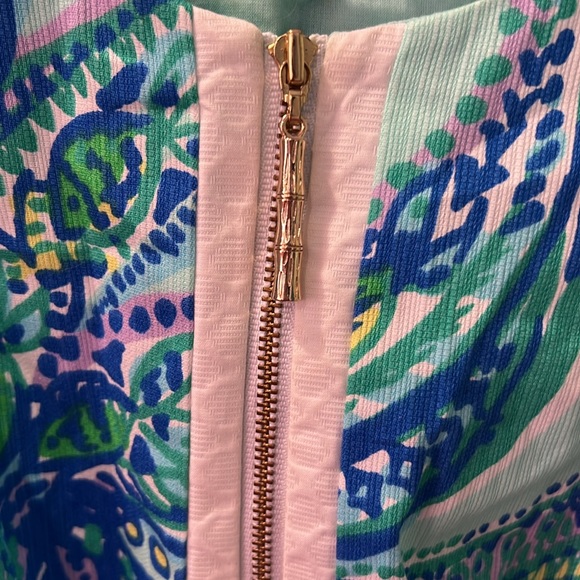 Lilly Pulitzer Blue and Green Paisley Shift Dress size 8 zipper front - Picture 2 of 7